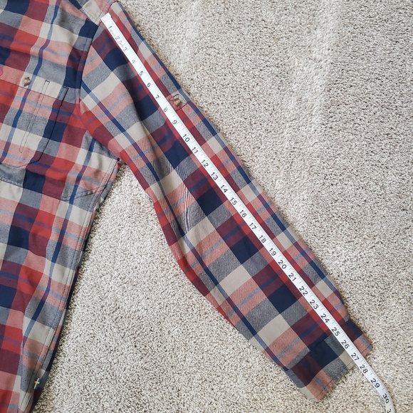 Men's XXL Fjallraven Fjallglim Flannel Shirt Red Blue Plaid EUC Gorpcore - Picture 7 of 14